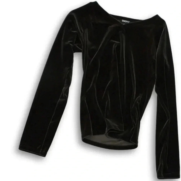 DKNY Womens Chocolate Brown Velvet Long Sleeve Shirt - M - Picture 5 of 12